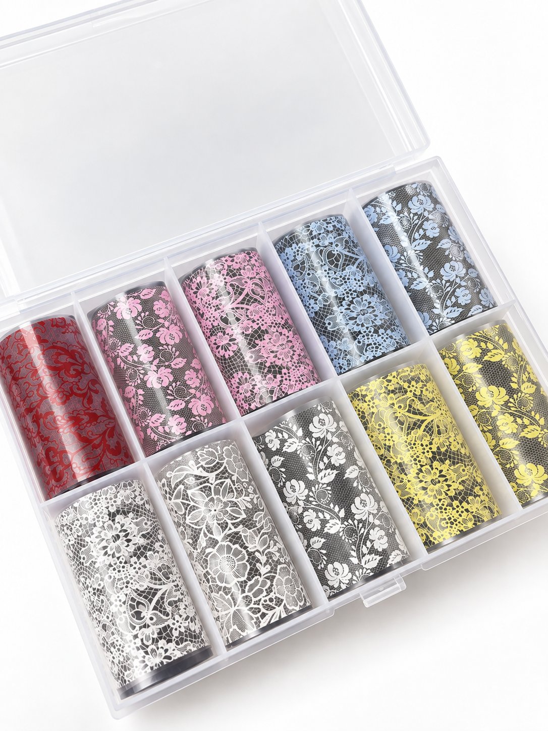 Boîte papiers foils - dentelles multicolores