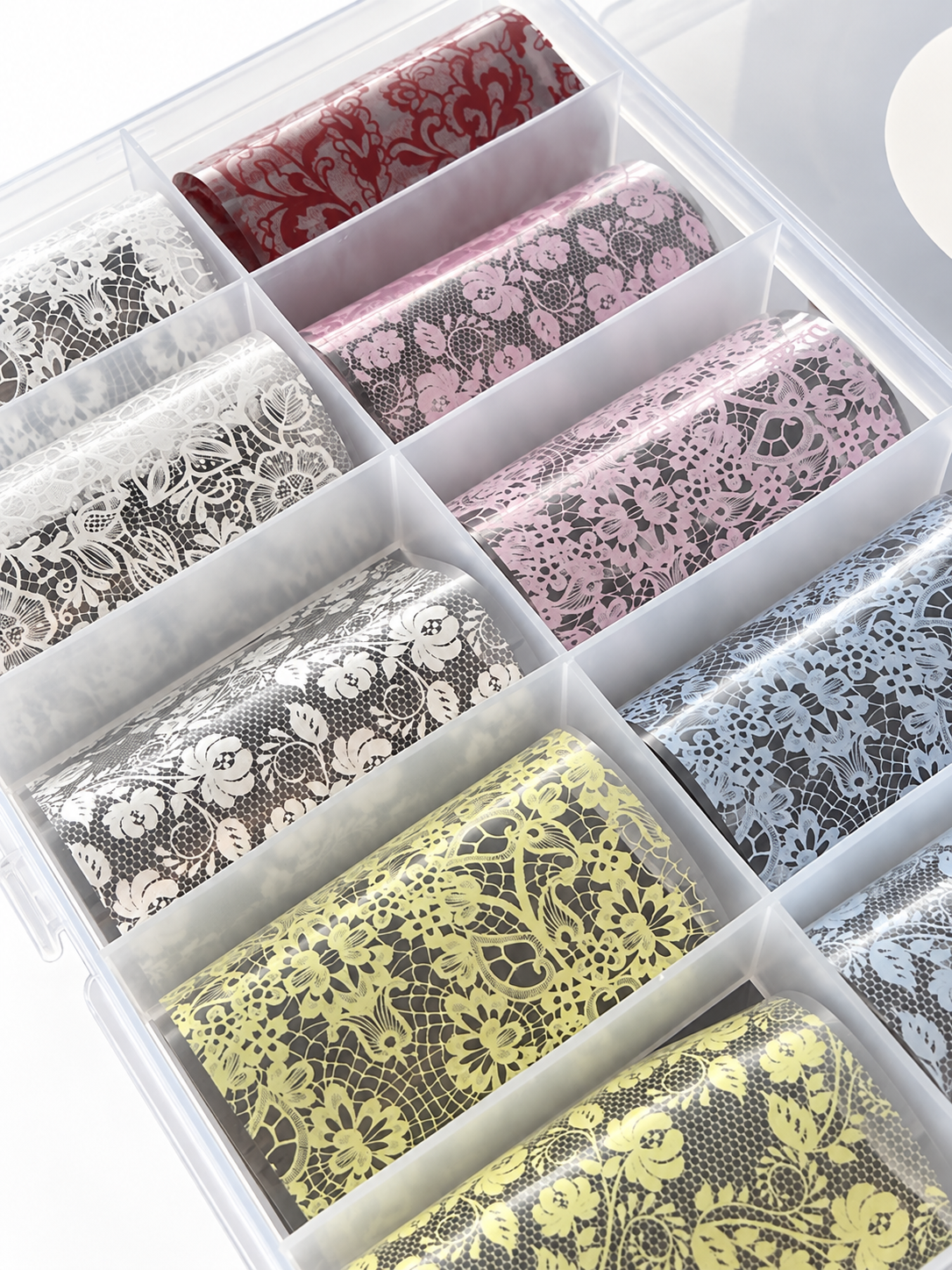 Boîte papiers foils - dentelles multicolores